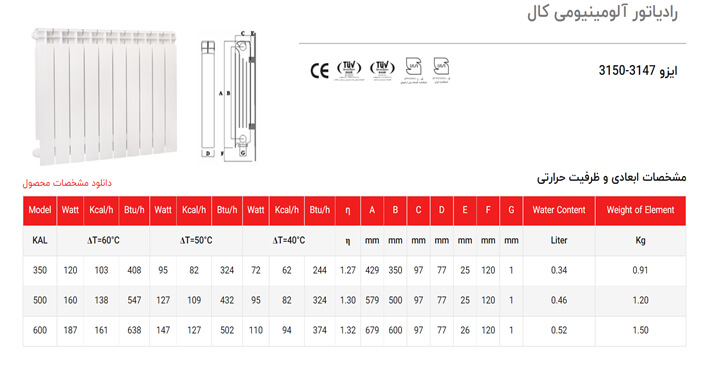 کاتالوگ رادیاتور آلومینیومی کال
