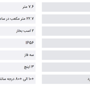 جدول پمپ سیرکولاتور خطی بلند کاست تهران 3 اینچ PD40 سه فاز